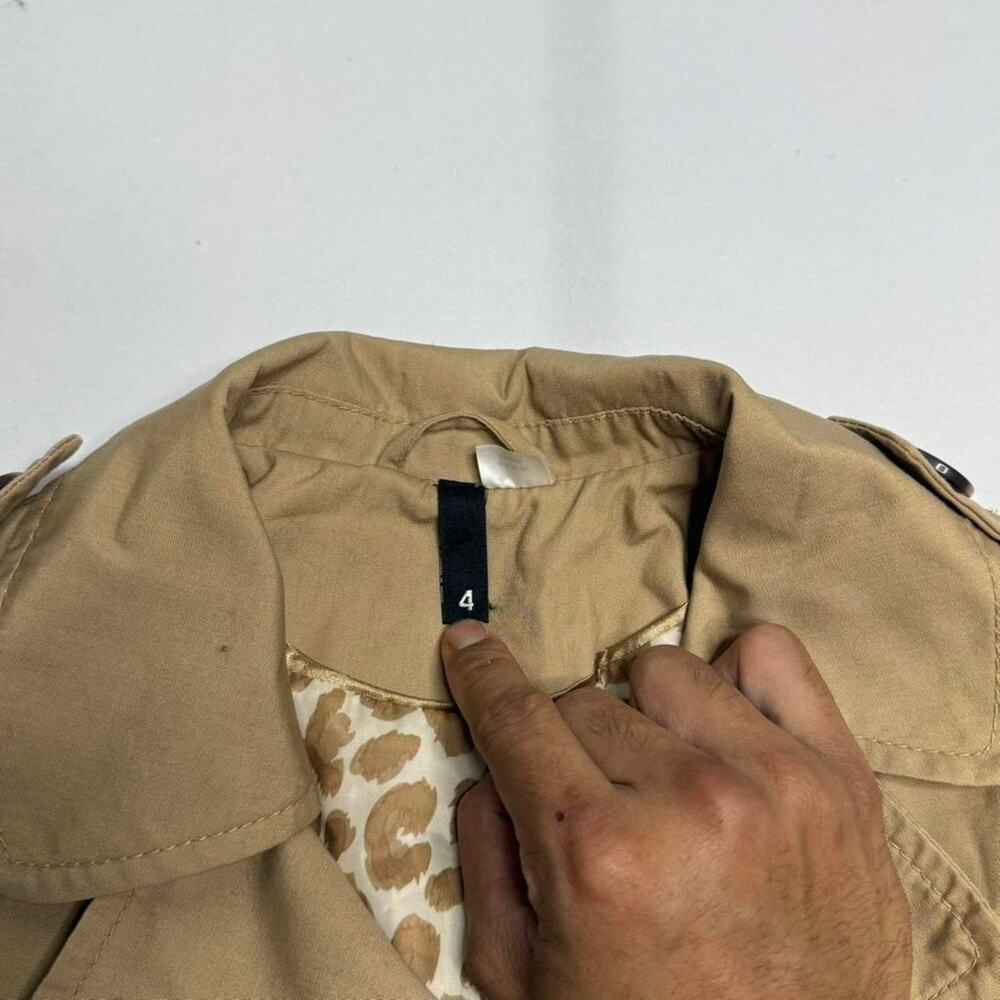 Trench Coat Khaki Button Detail Size (4) Small Going Out Special Occasion Coat - Picture 5 of 7